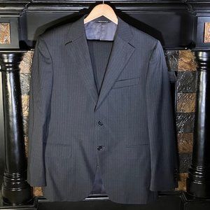 Canali Men's Blue Pinstripe Dual Vented Charcoal Suit Size IT 50/US 40 R